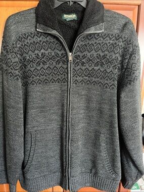 Outdoor Life Charcoal Gray Patterned Full-Zip Men's Sweater